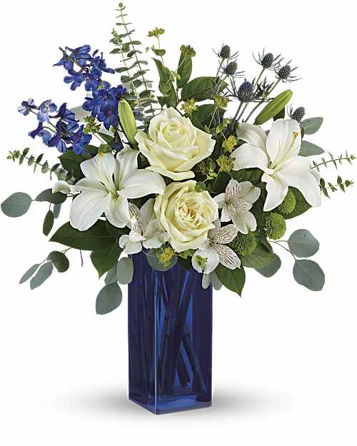 Multi-Colored | Mixed Bouquets | Calming Cobalt Bouquet | Same Day Flower Delivery by Teleflora