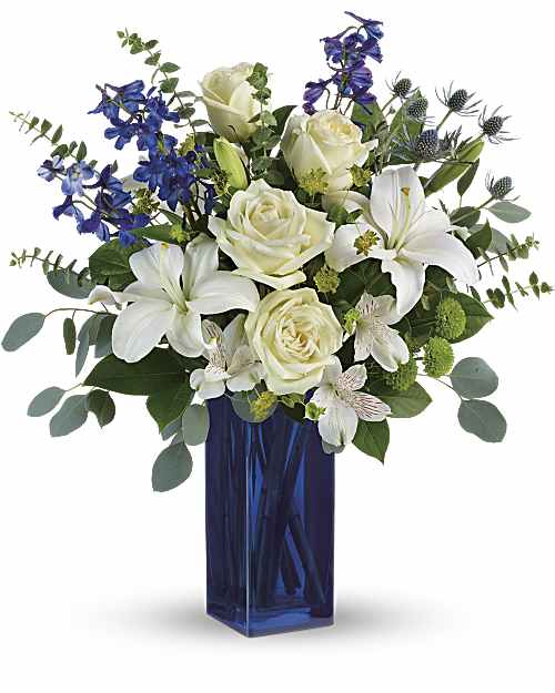 Multi-Colored | Mixed Bouquets | Calming Cobalt Bouquet | Same Day Flower Delivery by Teleflora