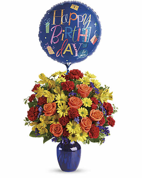 Multi-Colored | Mixed Bouquets | Fly Away Birthday Bouquet | Same Day Flower Delivery by Teleflora