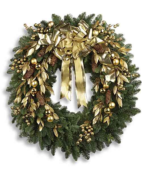 Multi-Colored | Mixed Bouquets | Glitter & Gold Wreath | Same Day Flower Delivery by Teleflora