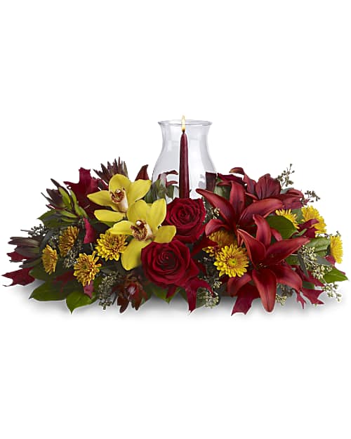 Multi-Colored | Mixed Bouquets | Glow Of Gratitude Centerpiece | Same Day Flower Delivery by Teleflora