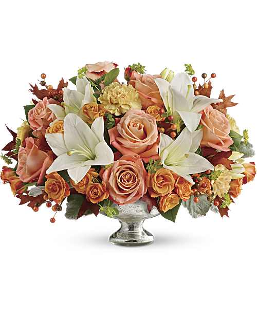 Multi-Colored | Mixed Bouquets | Harvest Shimmer Centerpiece | Same Day Flower Delivery by Teleflora
