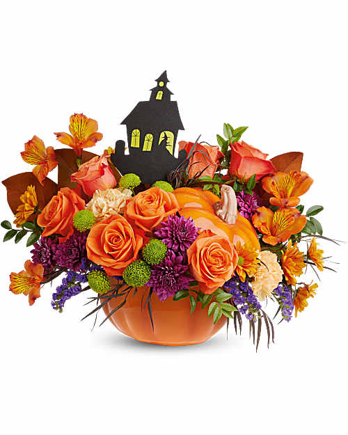 Multi-Colored | Mixed Bouquets | Haunted Pumpkin Bouquet | Same Day Flower Delivery by Teleflora