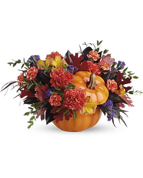 Multi-Colored | Mixed Bouquets | Hauntingly Pretty Pumpkin Bouquet | Same Day Flower Delivery by Teleflora