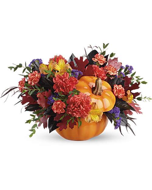 Multi-Colored | Mixed Bouquets | Hauntingly Pretty Pumpkin Bouquet | Same Day Flower Delivery by Teleflora