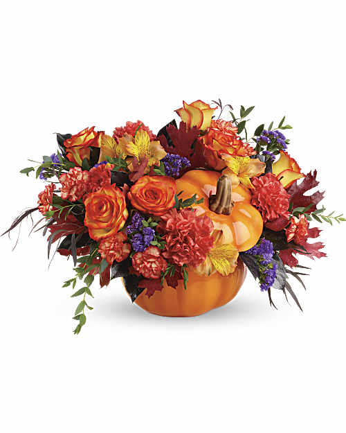 Multi-Colored | Mixed Bouquets | Hauntingly Pretty Pumpkin Bouquet | Same Day Flower Delivery by Teleflora
