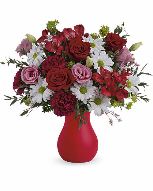 Multi-Colored | Mixed Bouquets | Kissed With Crimson Bouquet | Same Day Flower Delivery by Teleflora