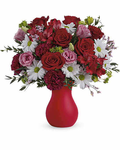 Multi-Colored | Mixed Bouquets | Kissed With Crimson Bouquet | Same Day Flower Delivery by Teleflora