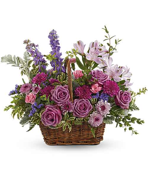 Multi-Colored | Mixed Bouquets | Lavender Meadow Basket Bouquet | Same Day Flower Delivery by Teleflora