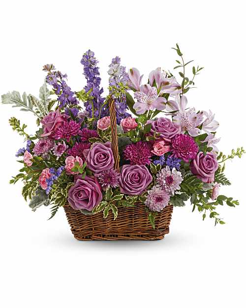 Multi-Colored | Mixed Bouquets | Lavender Meadow Basket Bouquet | Same Day Flower Delivery by Teleflora