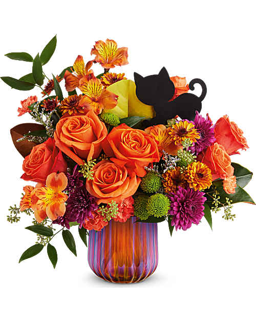Multi-Colored | Mixed Bouquets | Midnight Meow Bouquet | Same Day Flower Delivery by Teleflora