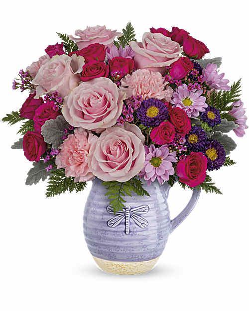 Multi-Colored | Mixed Bouquets | Playful Pitcher Bouquet | Same Day Flower Delivery by Teleflora
