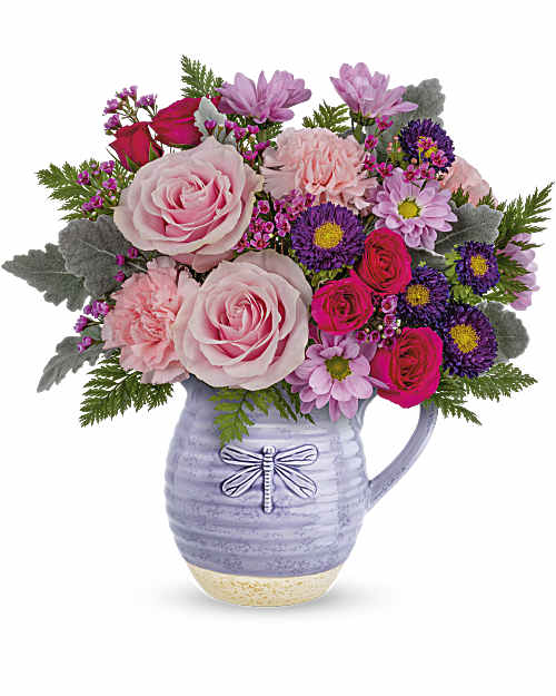 Multi-Colored | Mixed Bouquets | Playful Pitcher Bouquet | Same Day Flower Delivery by Teleflora