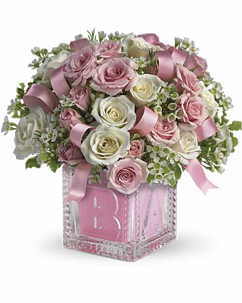 Multi-Colored | Roses | Baby's First Block | Same Day Flower Delivery by Teleflora