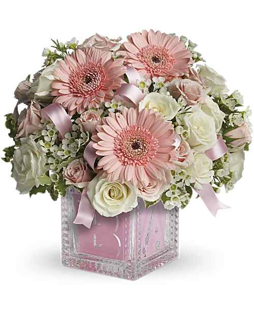 Multi-Colored | Roses | Baby's First Block | Same Day Flower Delivery by Teleflora