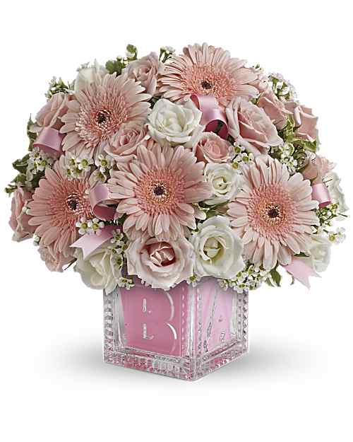 Multi-Colored | Roses | Baby's First Block | Same Day Flower Delivery by Teleflora