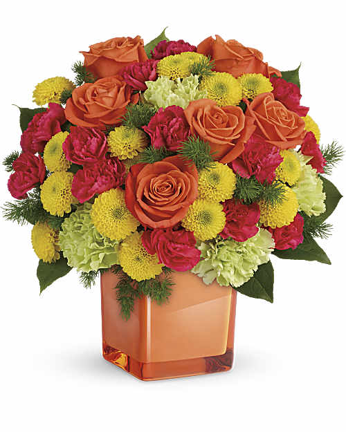 Multi-Colored | Roses | Citrus Smiles Bouquet | Same Day Flower Delivery by Teleflora