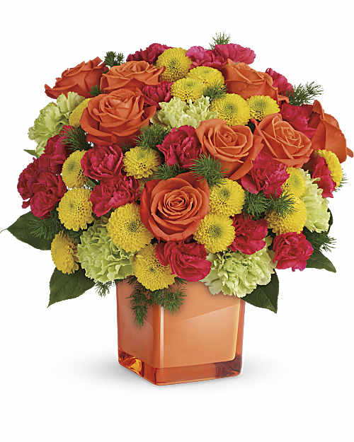 Multi-Colored | Roses | Citrus Smiles Bouquet | Same Day Flower Delivery by Teleflora