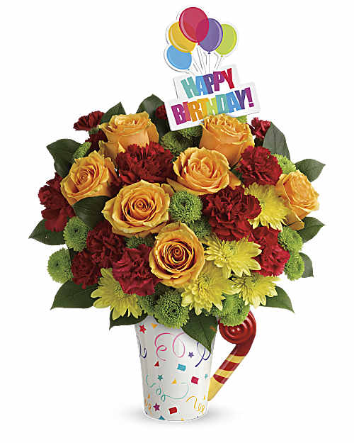 Multi-Colored | Roses | Fun 'n Festive Bouquet | Same Day Flower Delivery by Teleflora
