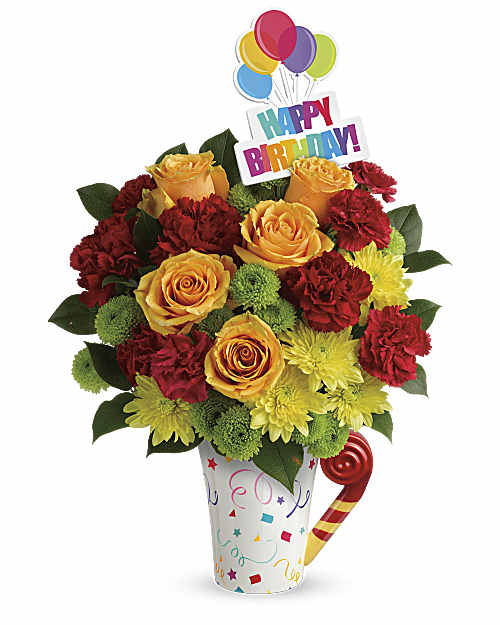 Multi-Colored | Roses | Fun 'n Festive Bouquet | Same Day Flower Delivery by Teleflora