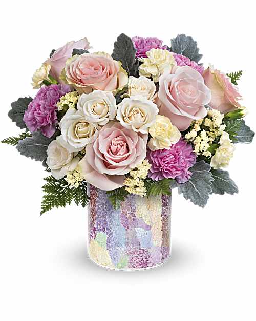 Multi-Colored | Roses | Rosy Quartz Bouquet | Same Day Flower Delivery by Teleflora