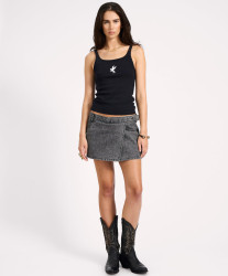 One Teaspoon Alexia Low Waist Wrap Mini Denim Skirt - Rocco Grey Black
