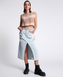 One Teaspoon Angel Blue Rocko Long Length Denim Skirt