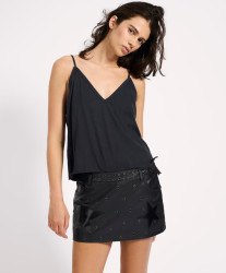 One Teaspoon Axel Low Waist Micro Mini Leather Skirt - Black