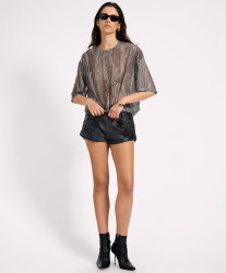 One Teaspoon Bandits Low Waist Embellished Leather Shorts - Black Star