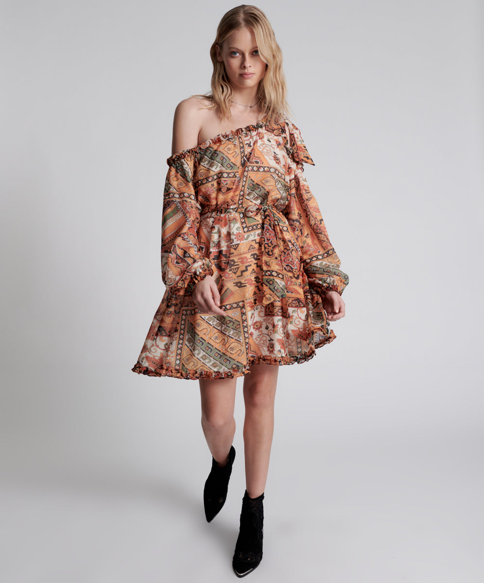 One Teaspoon Bazaar Paisley One Shoulder Dress