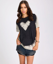 One Teaspoon Beaming Heart Boyfriend Tee - White and Black