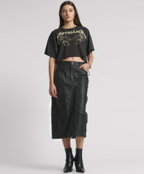 One Teaspoon Cassidy Leather Column Midi Skirt - Black