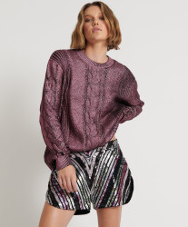 One Teaspoon Chevron Hand Sequin Party Shorts