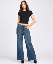 One Teaspoon Cruisers Mid Waist Bootcut Flare Denim Jeans - Colorado Blue