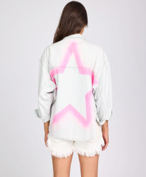 One Teaspoon Daria Hand-Sprayed Denim Shacket - Bel Air Blue