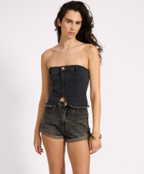 One Teaspoon Denim Strapless Tube Top - Black