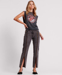 One Teaspoon Faded Black Truckers Mid Waist Straight Leg Jeans