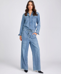 One Teaspoon Izzy Drawstring Boiler Denim Jumpsuit - Salty Dog Blue
