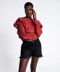 One Teaspoon Legends High Waist Mom Fit Denim Shorts - Onyx Black