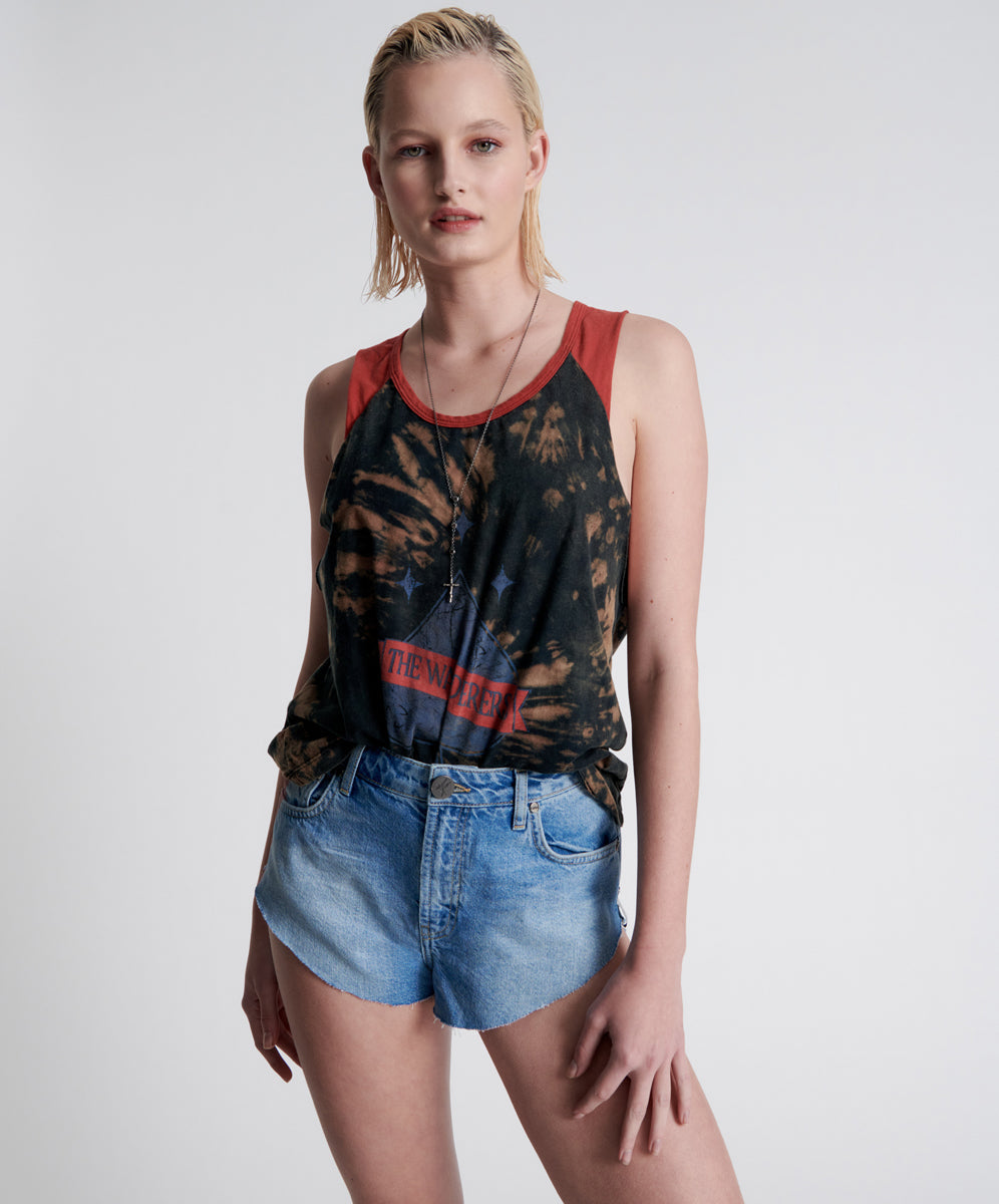 One Teaspoon Linear Blue The One Fitted Cheeky Denim Shorts