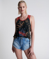 One Teaspoon Linear Blue The One Fitted Cheeky Denim Shorts