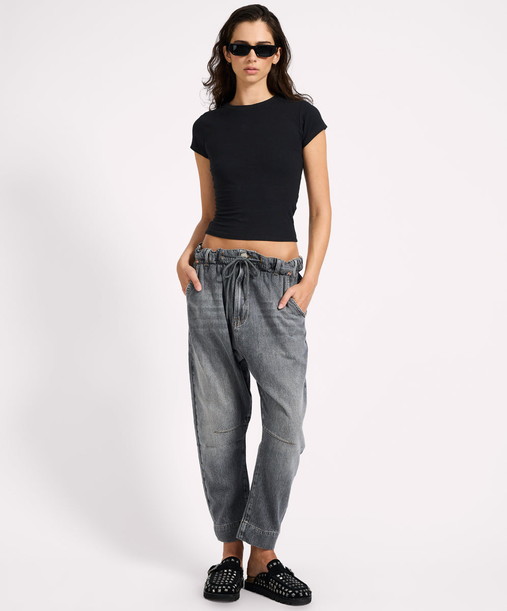 One Teaspoon Outcasts Low Waist Drop Crotch Harem Denim Jeans - Charcoal Grey