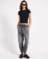 One Teaspoon Outcasts Low Waist Drop Crotch Harem Denim Jeans - Charcoal Grey