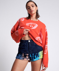 One Teaspoon Paint Dipped Bandits High Waist Denim Shorts