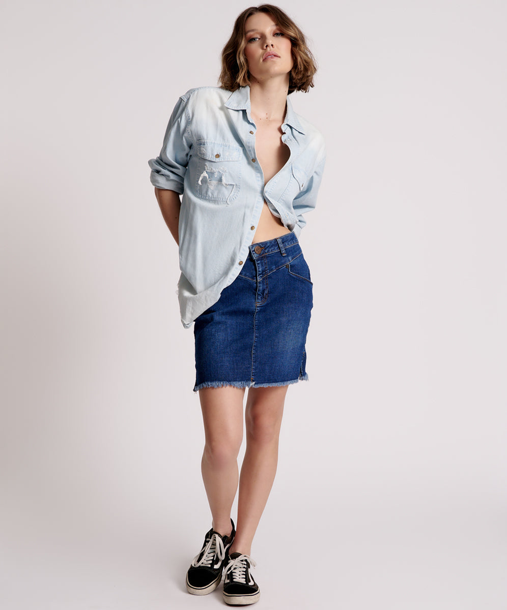One Teaspoon Preacher High Waist Stretch Denim Skirt - Alabama