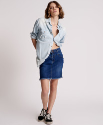 One Teaspoon Preacher High Waist Stretch Denim Skirt - Alabama