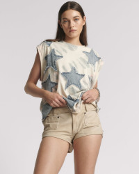 One Teaspoon Retro Micro Leather Shorts - Vintage Cream