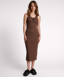 One Teaspoon Ribbed Singlet Midi Dress - Chocolate