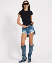 One Teaspoon Rollers Low Waist Denim Shorts - Pacifica Blue