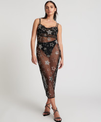 One Teaspoon Stellar All Star Hand Beaded Slip Maxi Dress - Black